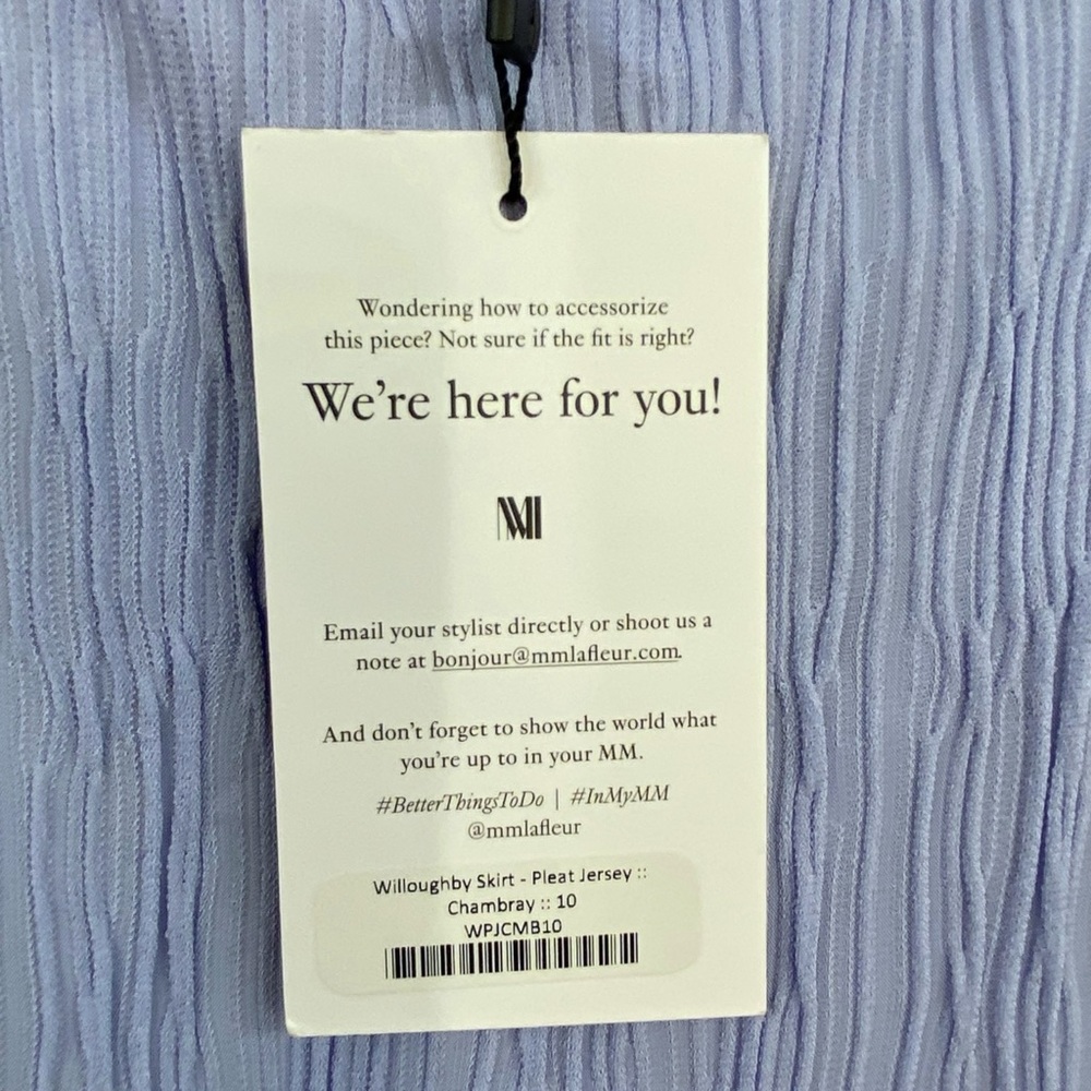 MM Lafleur NWT Light Periwinkle Blue Pleated Midi Skirt Size 10 - Picture 4 of 11